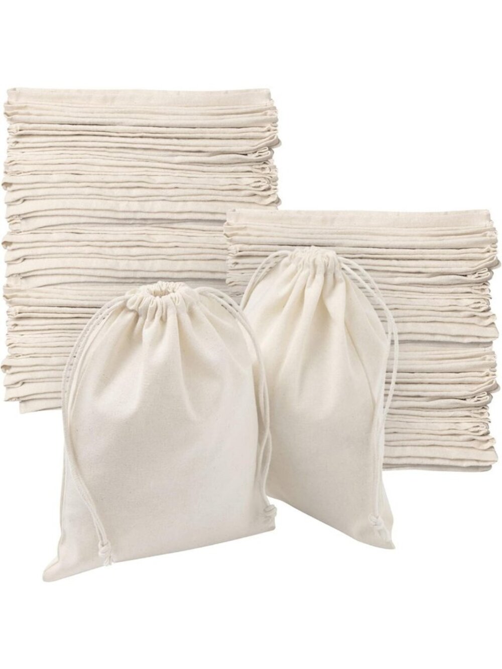 Bulk Cotton Drawstring Bags - Heavy Duty Quality, 6x8, Natural Unbleached, Pack